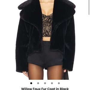 Superdown Black Teddy Jacket with Oversized Collar